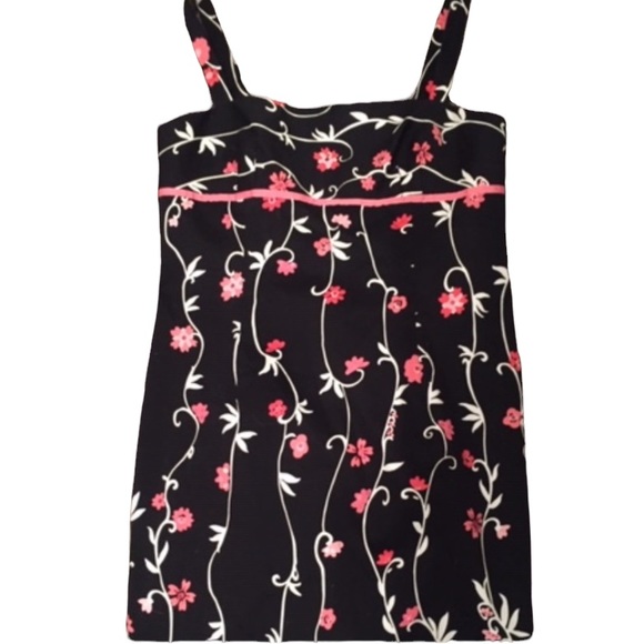 Talk of the Walk 12 midi one of a kind sundress textured black with pink… - Picture 2 of 8